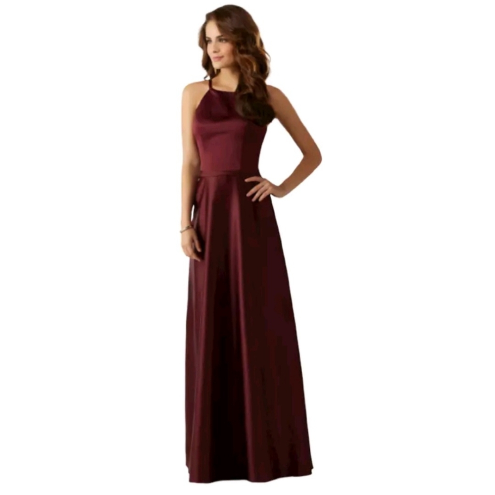 Mori Lee Bridesmaid 21517 Bordeaux Satin size 6